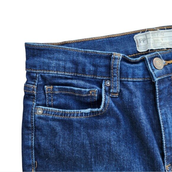 Free People Women Pants Busted Distressed High Rise Skinny Blue Jeans Size 28 - Picture 8 of 16